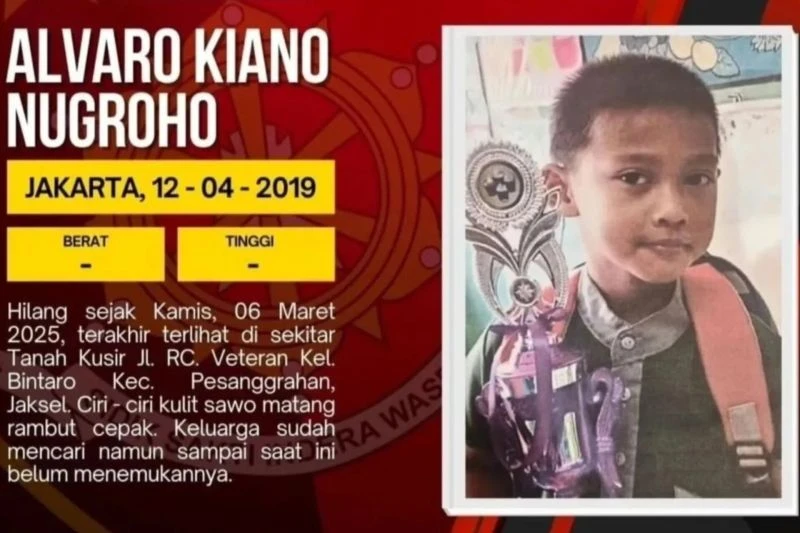Polisi Temukan Jasad Alvaro Kiano, Bocah Hilang 8 Bulan di Jaksel