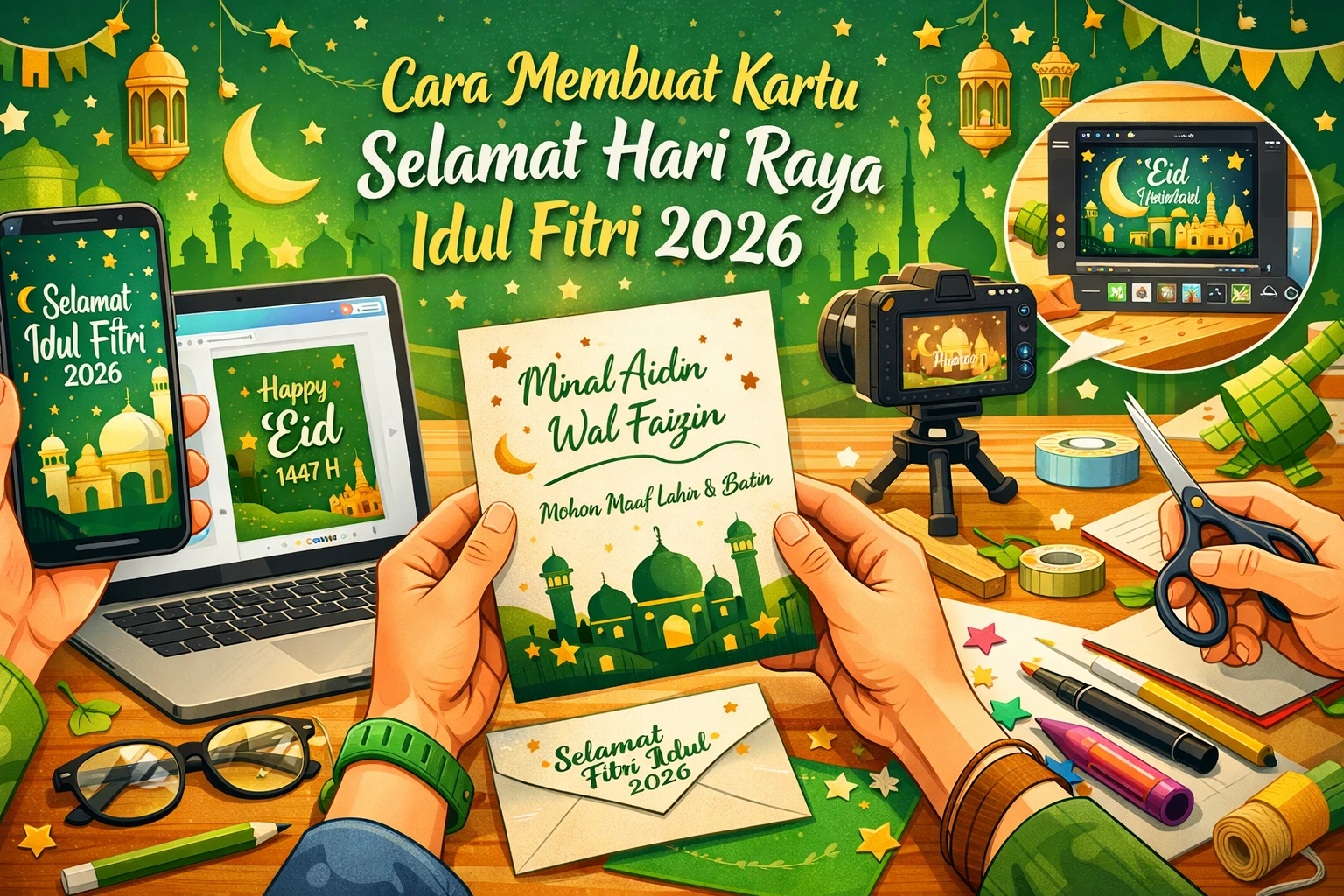 Cara Membuat Kartu Selamat Hari Raya Idul Fitri 2026 Simpel, Aesthetic, dan Anti Ribet