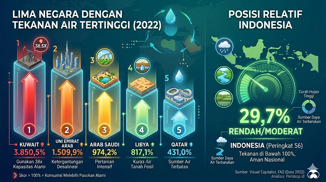 Daftar Negara dengan Krisis Air Terparah, Indonesia Peringkat 56