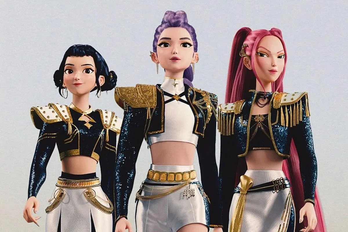 Foto grup idola Huntr/x dari animasi "K-Pop Demon Hunters"