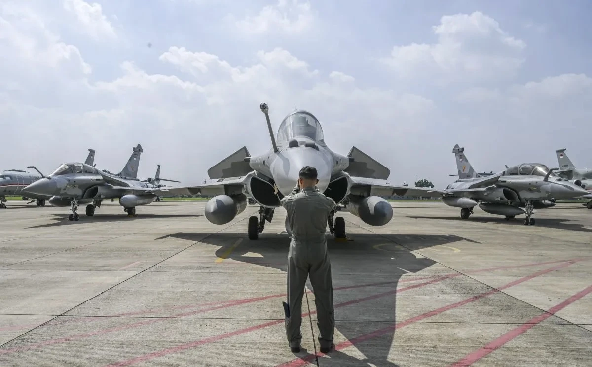 deretan pesawat tempur Rafale di Lanud Halim Perdanakusuma, Jakarta