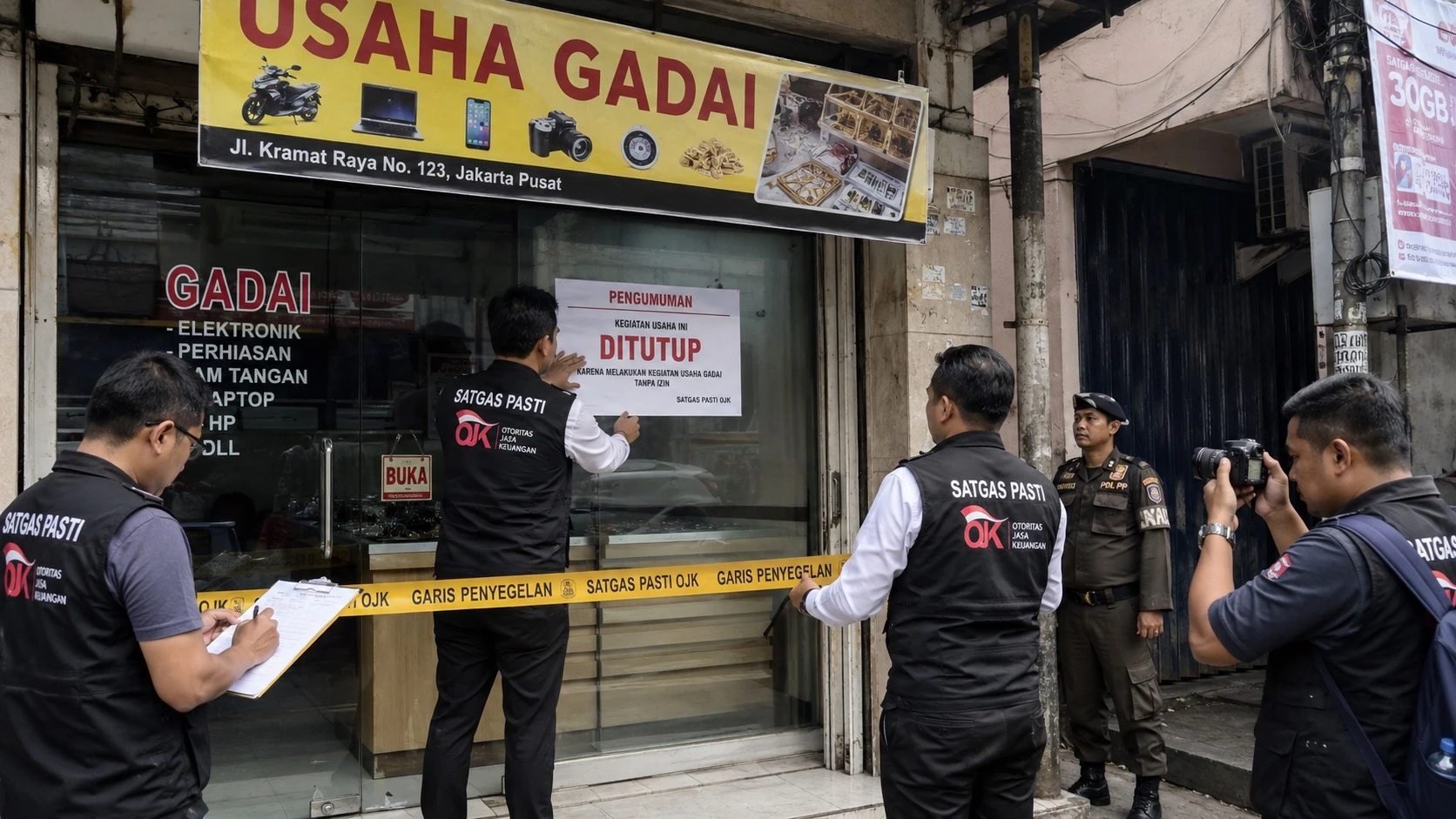 Penutupan usaha gadai swasta ilegakl oleh Satgas Pasti OJK