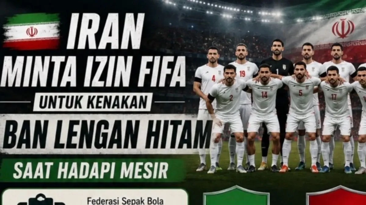ban hitam di lengan pemain timnas Iran