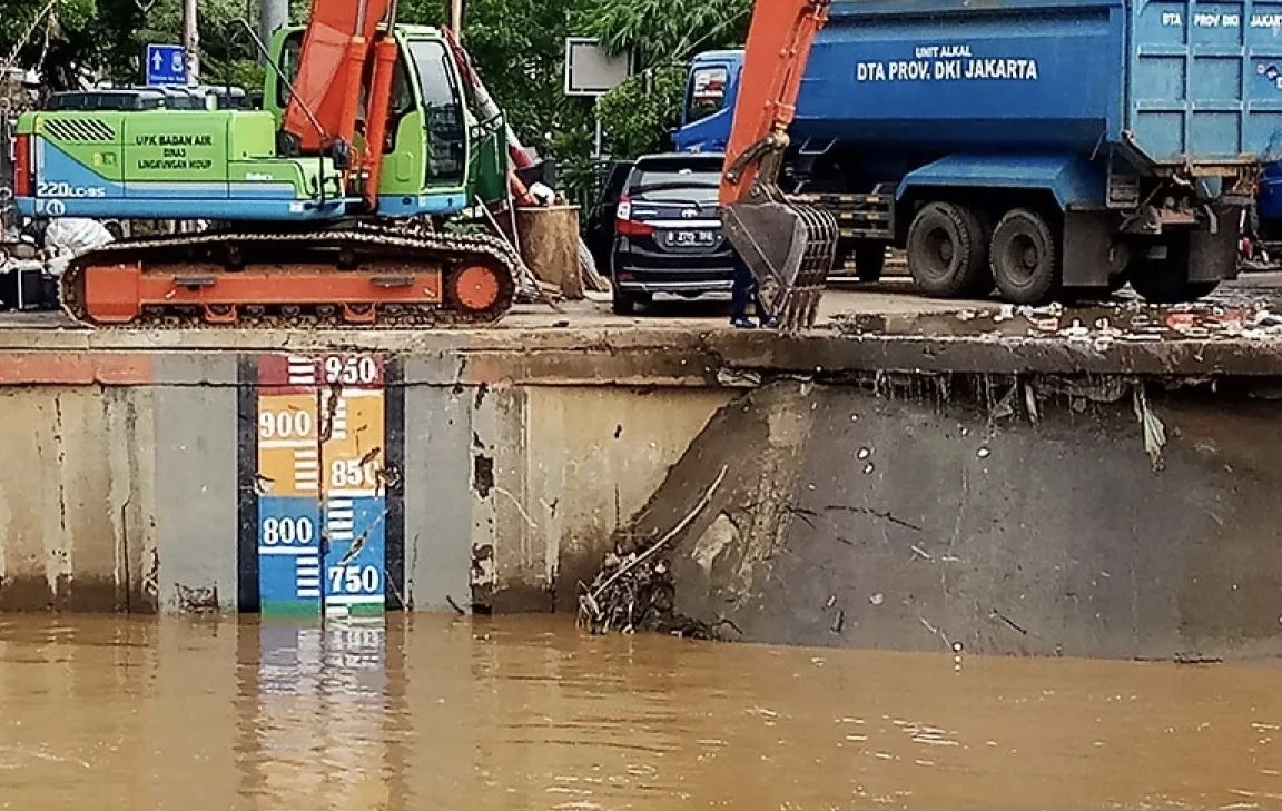 Indikator tinggi muka air di Pintu Air Manggarai, Jakarta