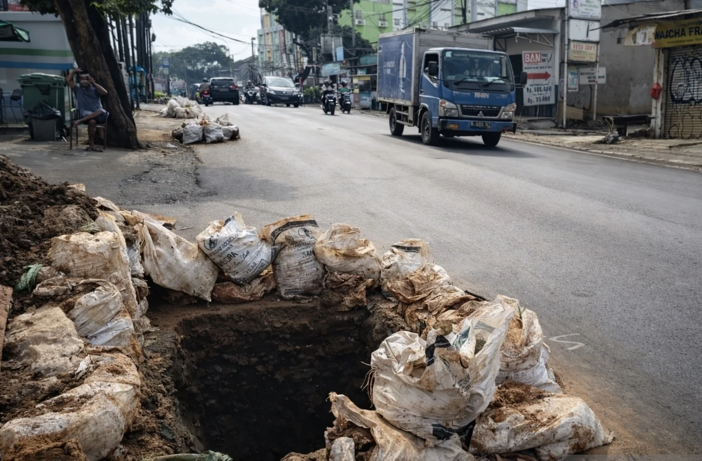 Membahayakan, Warga Keluhkan Galian di Jalan Raya Pondok Gede, Jaktim
