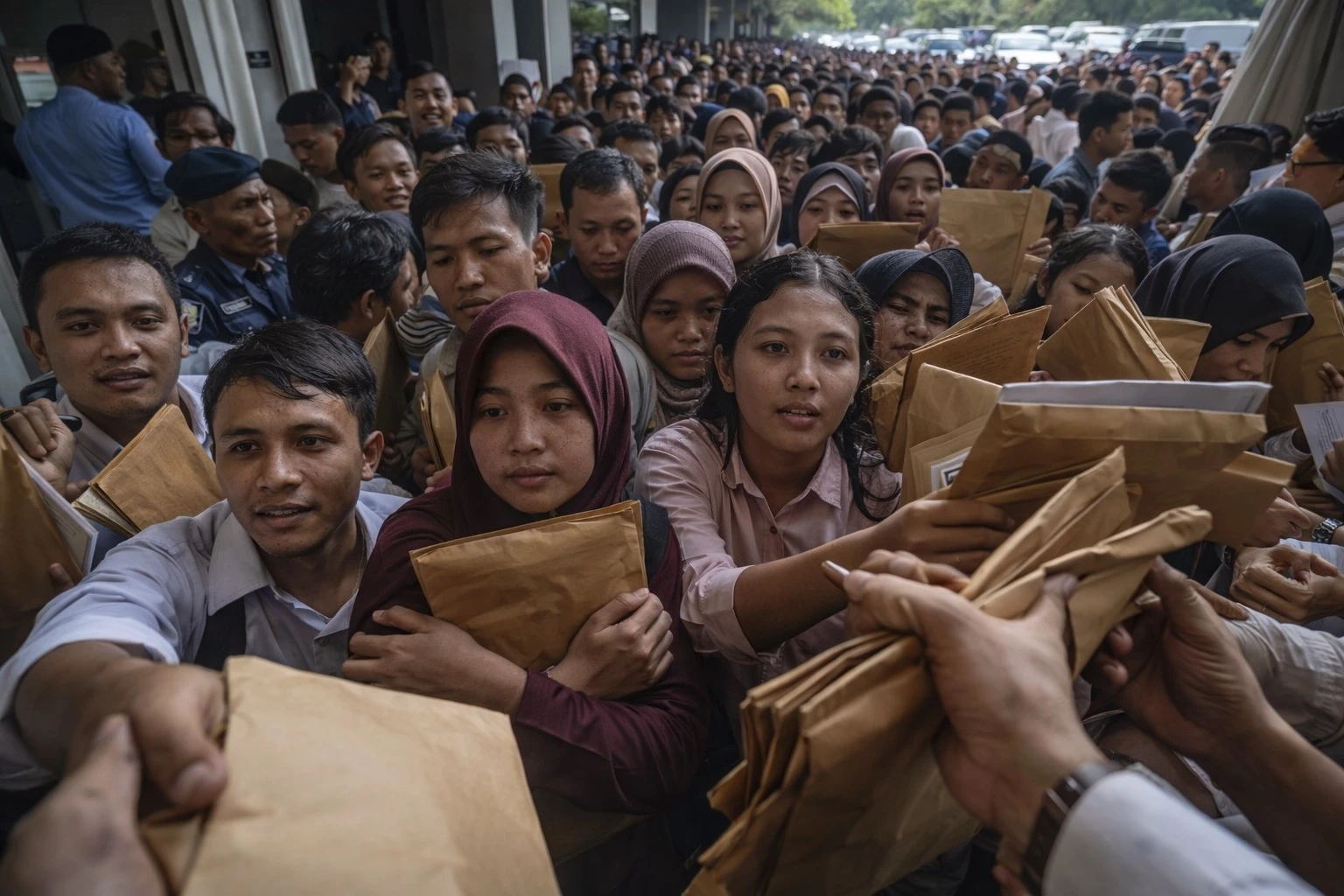 pencari kerja berdesakan