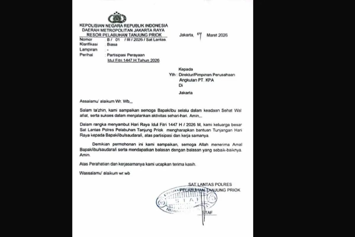 Polda Metro Jaya Usut Surat Permintaan THR Atas Nama Polres Tanjung Priok