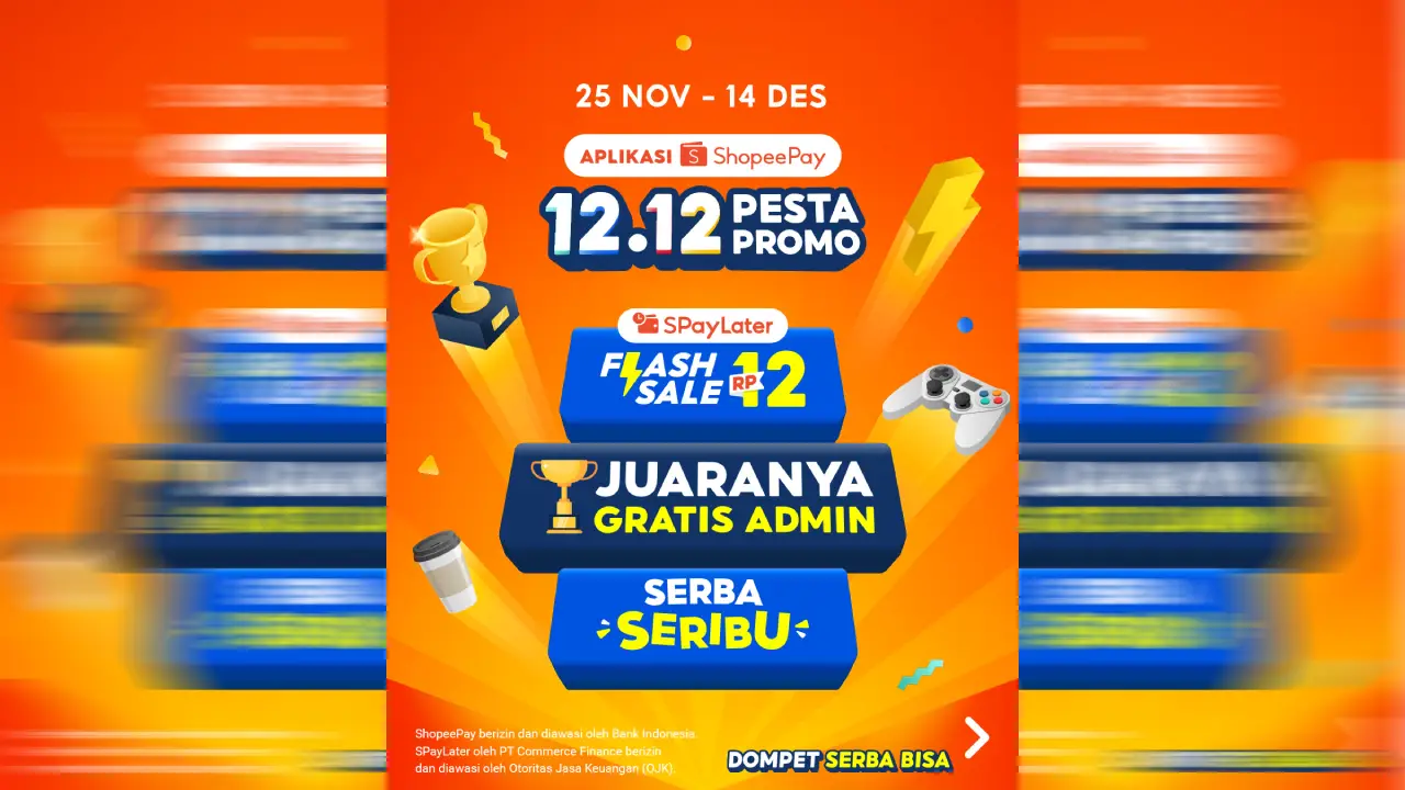 Promo ShopeePay 12.12: Diskon, Gratis Admin, dan Voucher Rp12 Buat Anak Muda