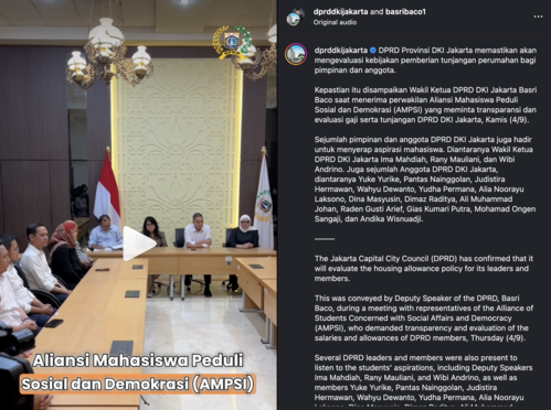 Tangkapan layar saat anggota DPRD DKI Jakarta menerima massa aksi. Foto oleh DPRD DKI Jakarta