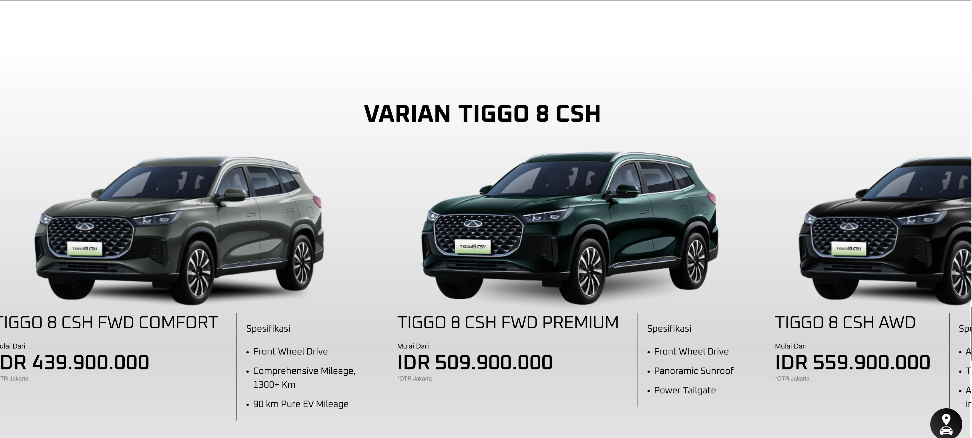 Deretan varian Chery Tiggo 8 CSH