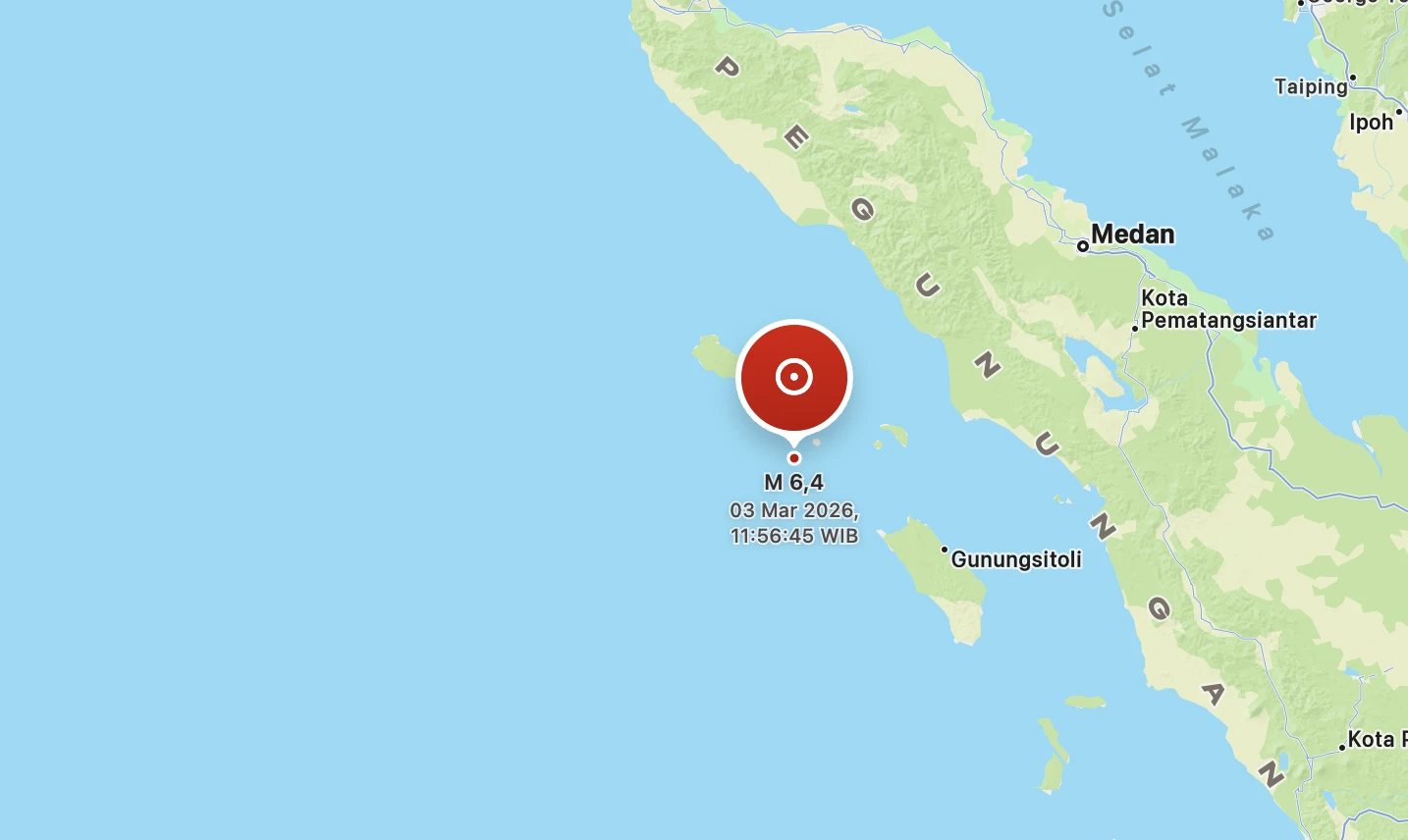 Gempa M 6,4 Guncang Sinabang Aceh, BMKG Pastikan Tidak Berpotensi Tsunami