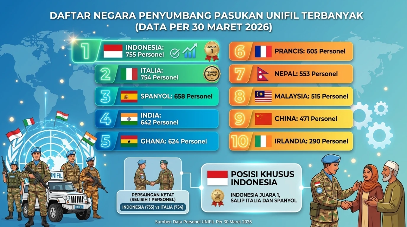 Daftar Negara Penyumbang Pasukan UNIFIL, Indonesia dan Italia Teratas