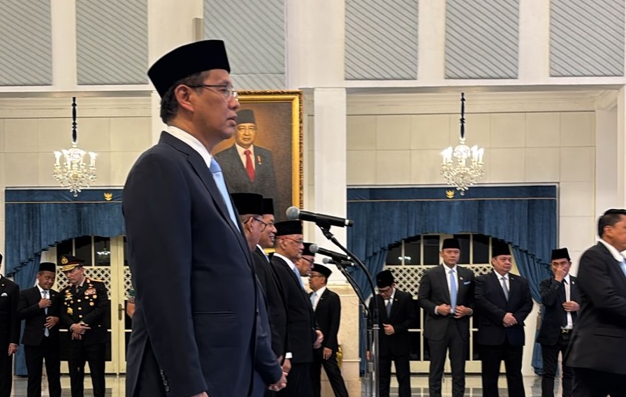 Purbaya Yudhi Sadewa saat dilantik menjadi Menteri Keuangan di Istana Negara, Jakarta, Senin (8/9/2025).
