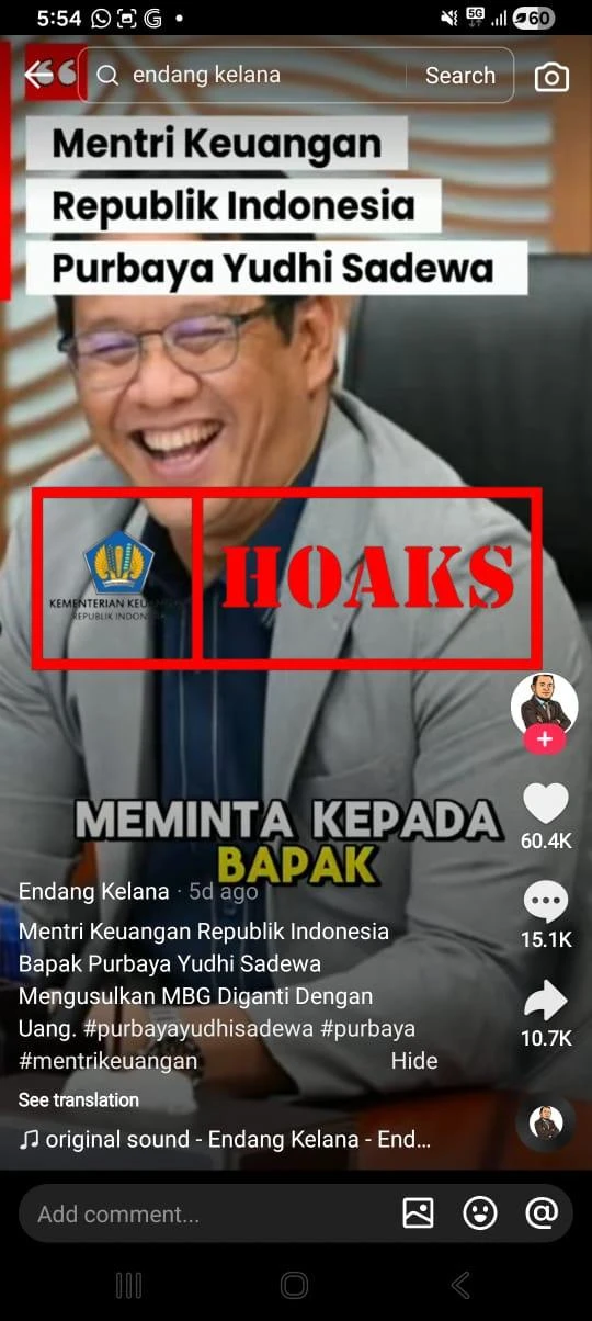 Kemenkeu Tegaskan Video Hibah Rp1,5 Miliar Atas Nama Purbaya adalah Hoaks